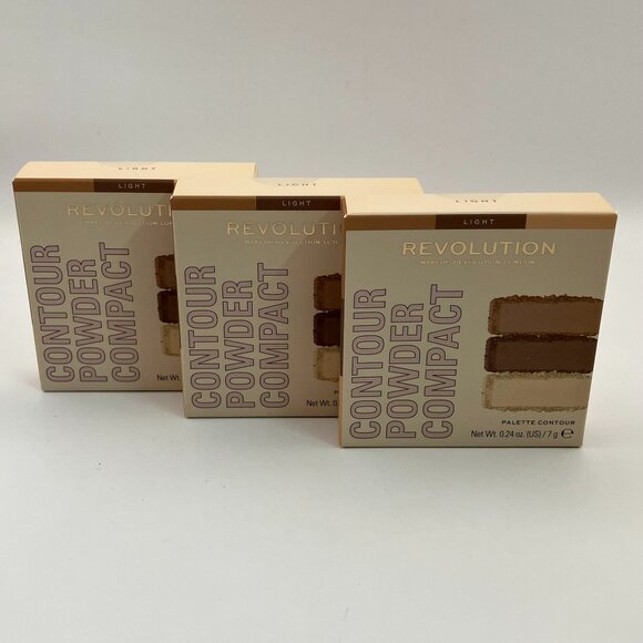 Revolution Face Powder Contour Compact Light Contouring palette 0.24 OZ 3 Pieces - Picture 1 of 6